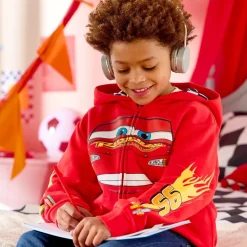 Sale Sweat Flash McQueen à capuche avec fermeture zippée pour enfants, Disney Pixar Cars Enfant Vêtements Pour Enfant